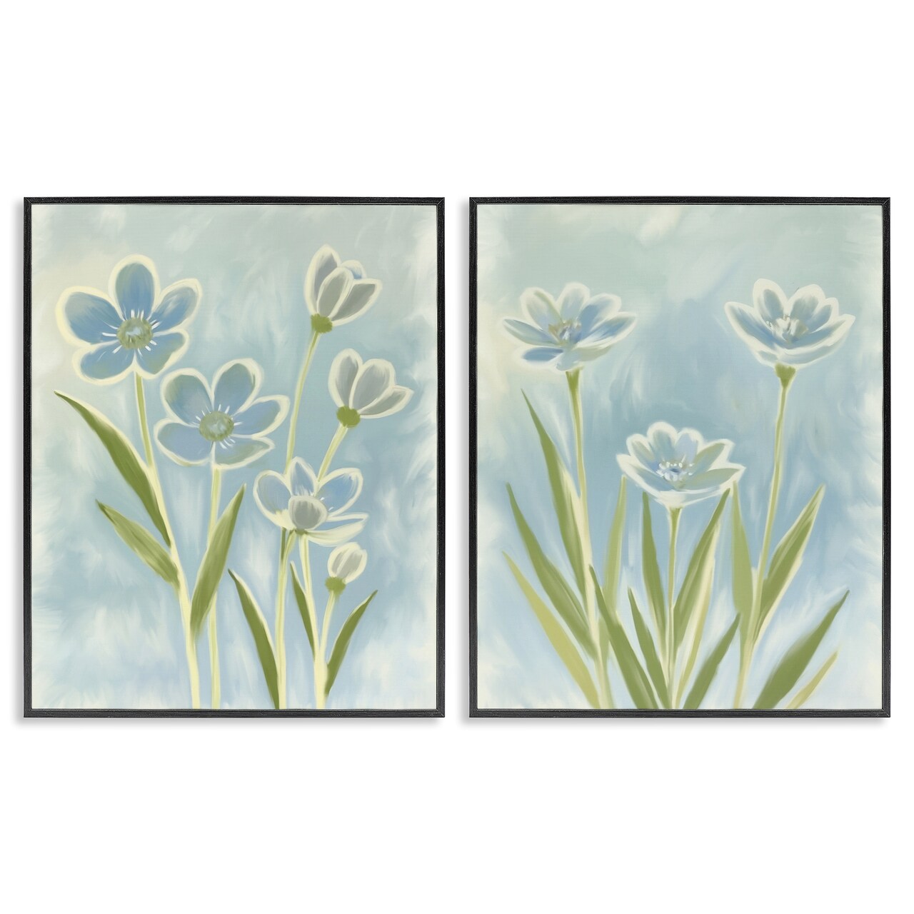 Stupell Industries Contoured Blue Petals 2pc Framed Giclee Set, design by Kim Allen